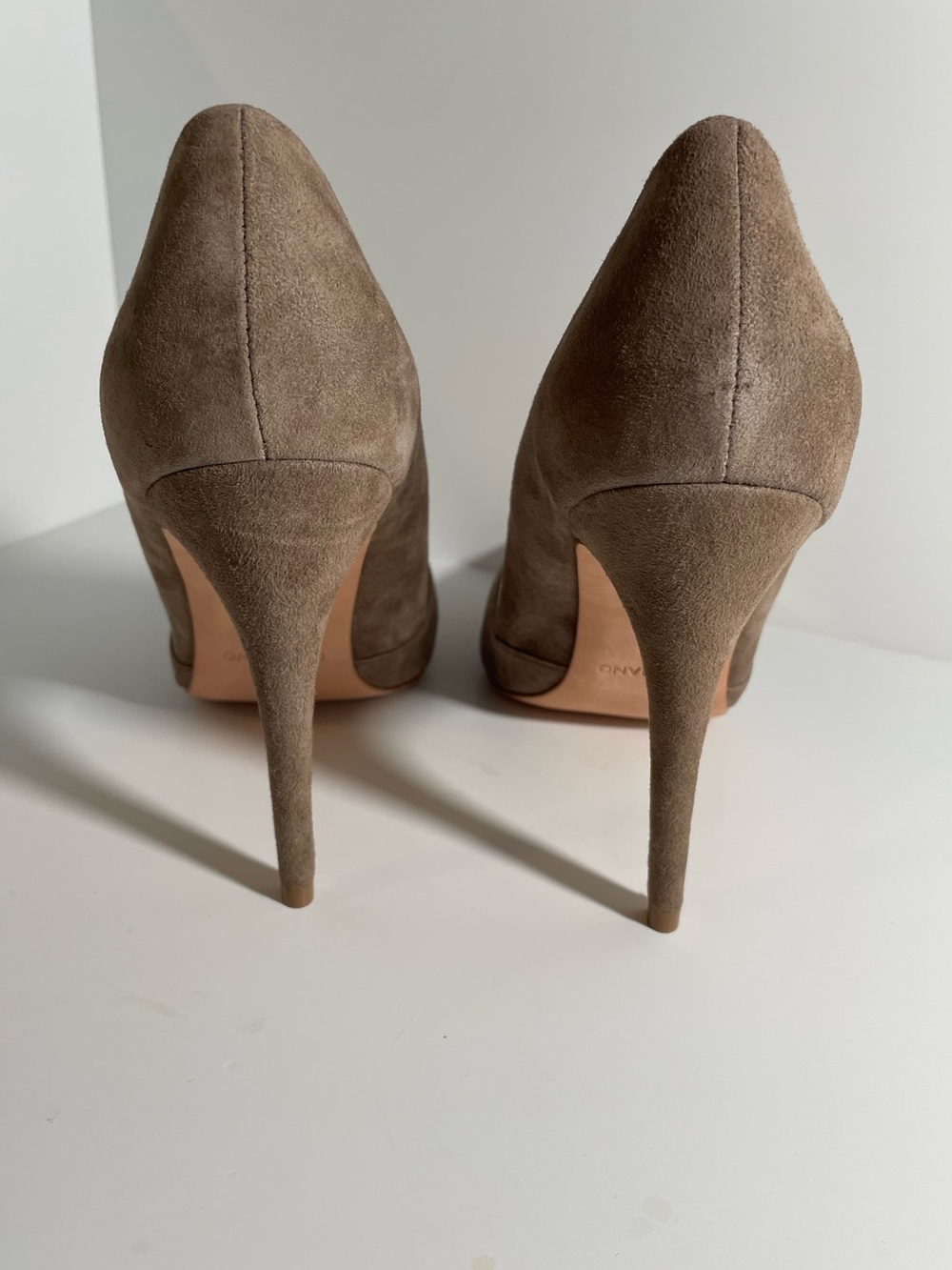MARCIANO Leather Taupe Suede Pumps - Picture 10 of 16